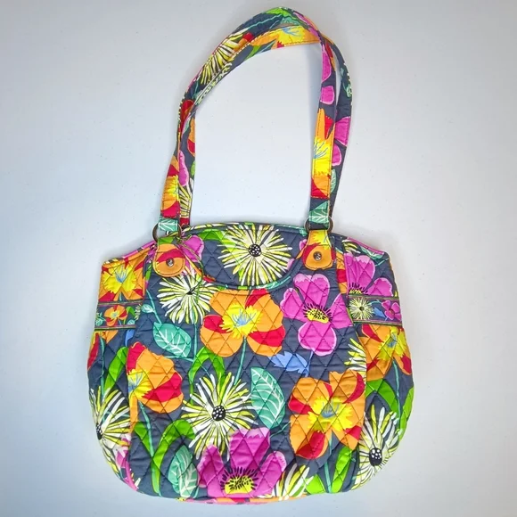 Vera Bradley Glenna Satchel Jazzy Blooms Floral Quilted Tote NWOT - Picture 1 of 15